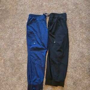 Barco Yoga Style Stretch Scrub 1  Blue XL & 1 Black XLP Jogger Pants (Lot Of 2)
